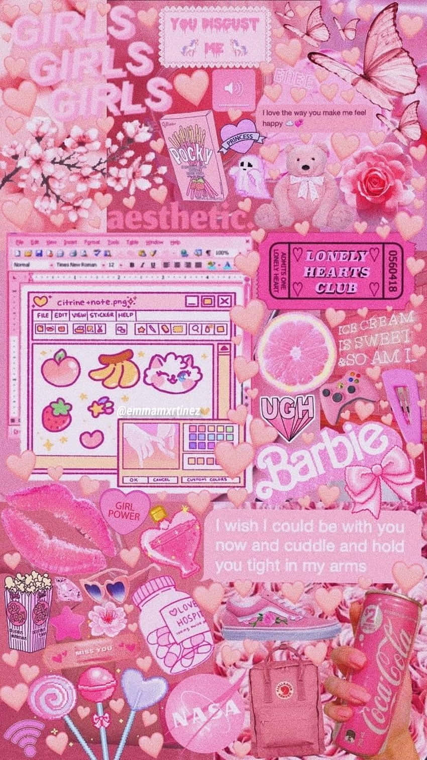 Pink Baddie Barbie Collage Aesthetic Wallpaper