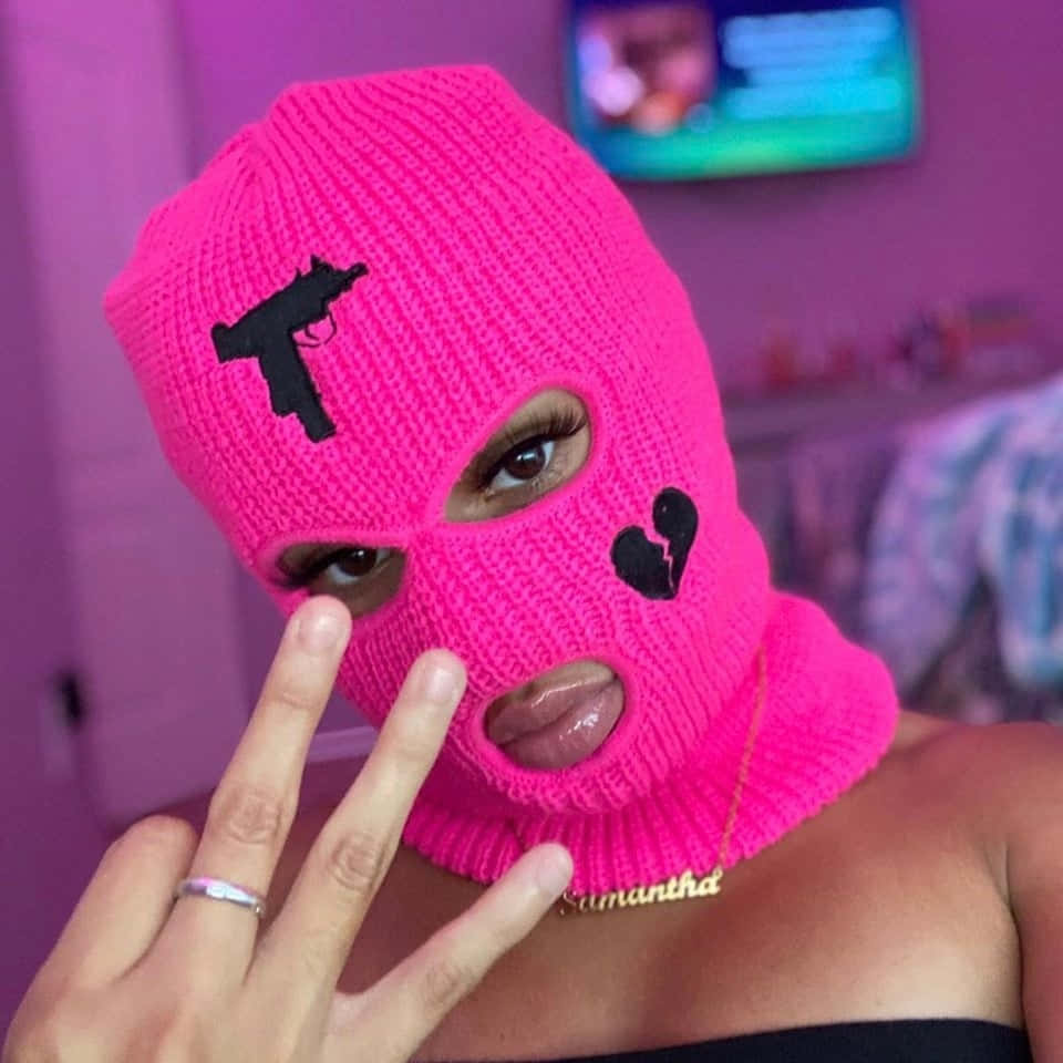 Pink Baddie Ski Mask Fashion Wallpaper