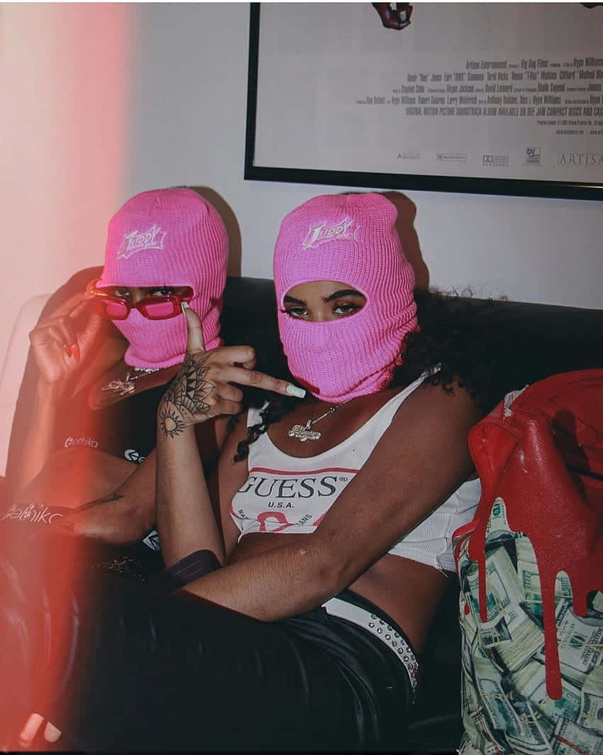 Pink Baddie Ski Mask Style Wallpaper