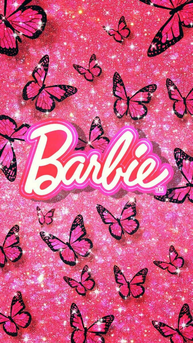 Pink Barbie Butterflies Sparkle Wallpaper