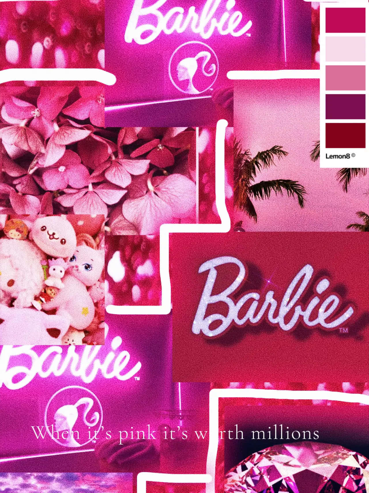 Pink Barbie Collage Aesthetic Wallpaper