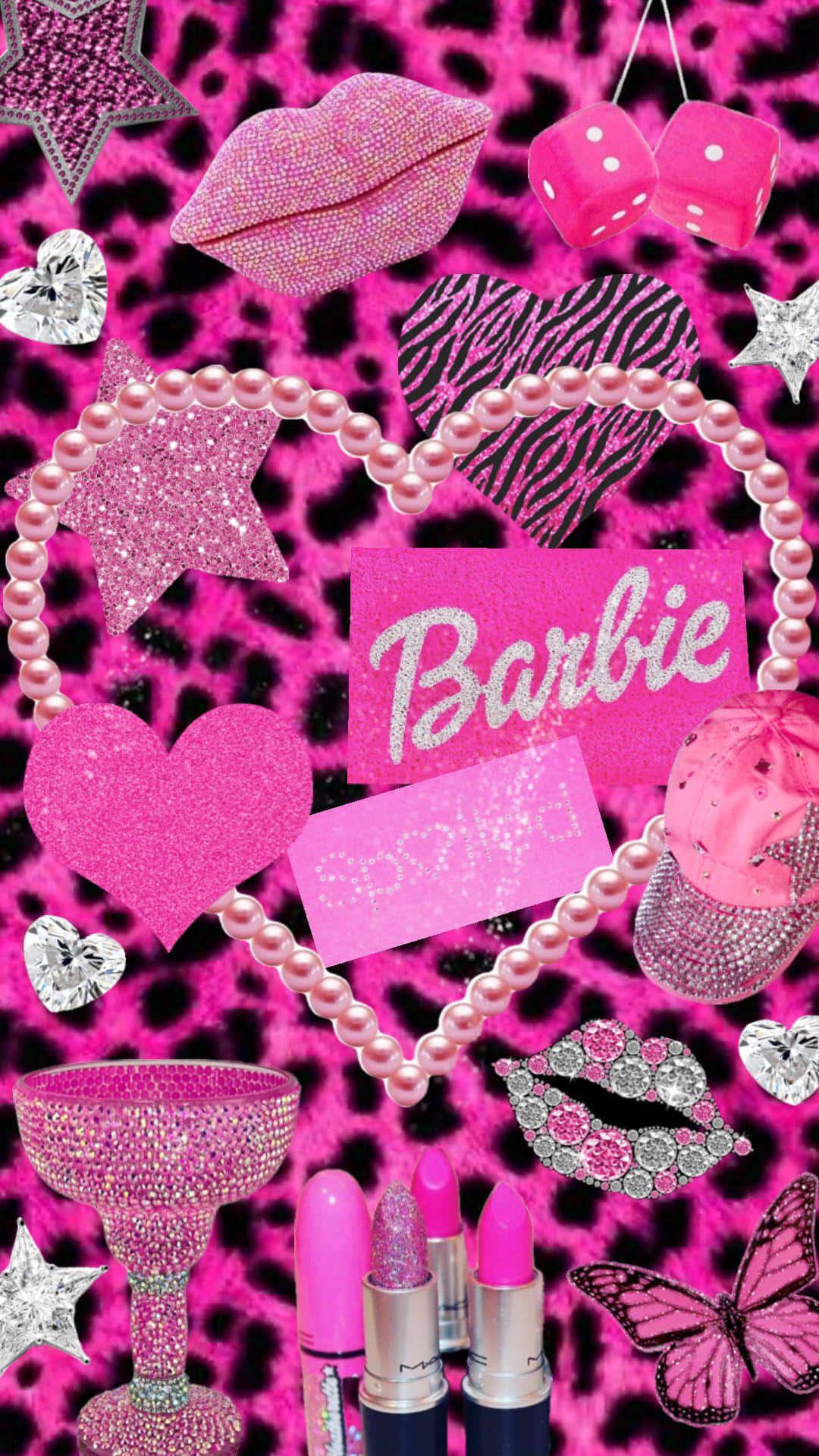 Pink Barbie Glamour Collage Wallpaper