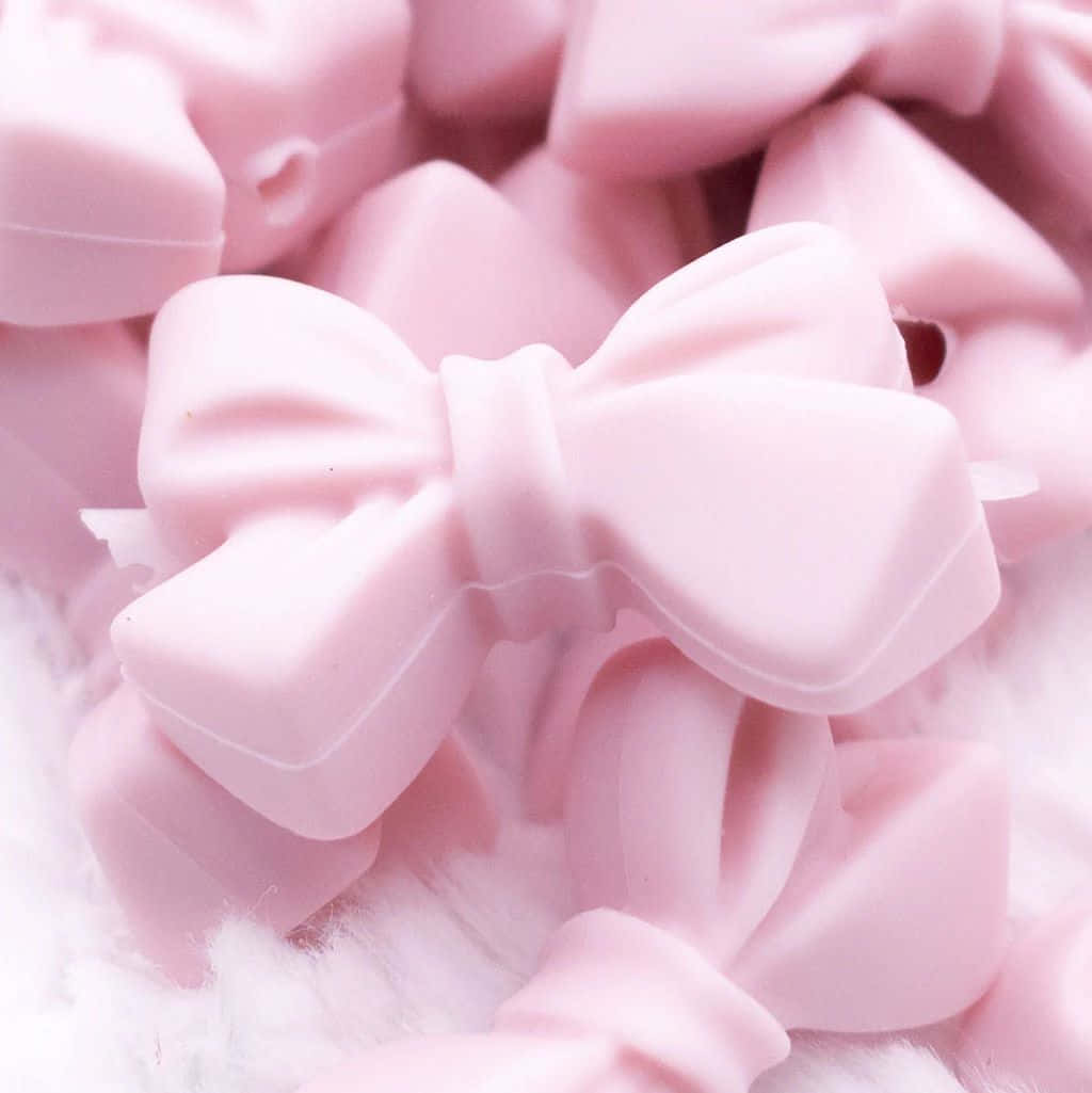 Pink Bow Closeup Aesthetic Wallpaper