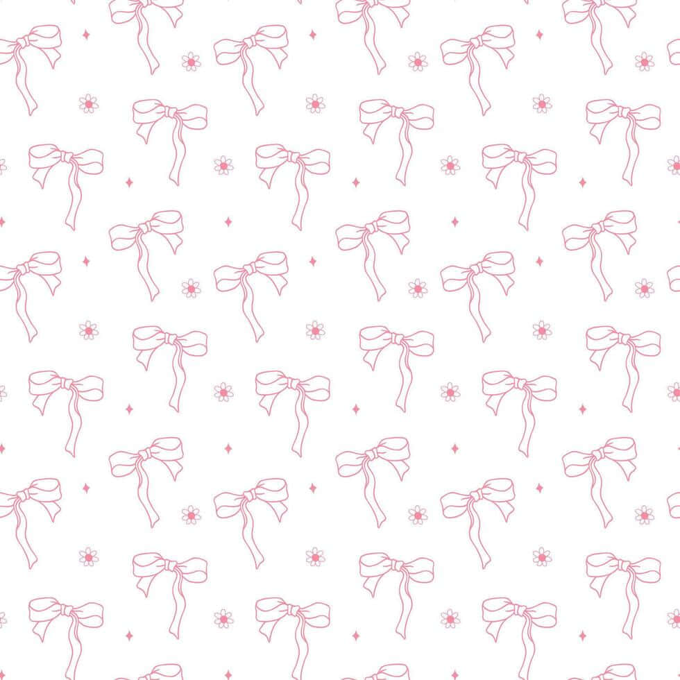 Pink Bowsand Flowers Pattern Wallpaper