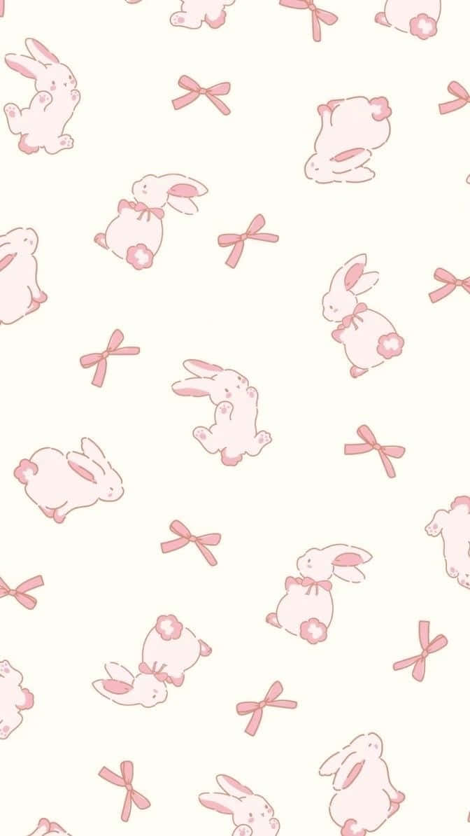 Pink Bunniesand Bows Pattern Wallpaper