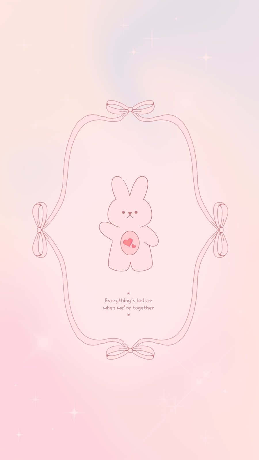 Pink Bunny Togetherness Art Wallpaper