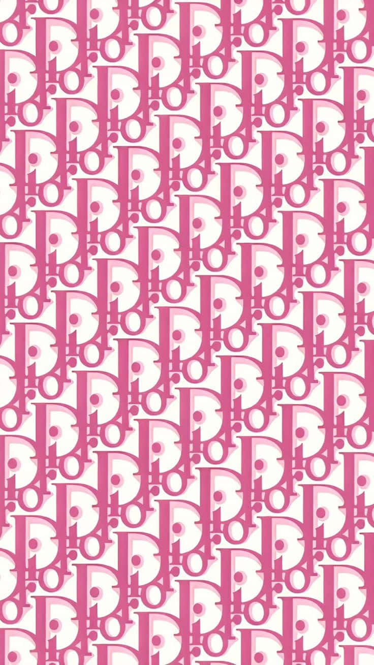 Pink Christian Dior Monogram Pattern Wallpaper