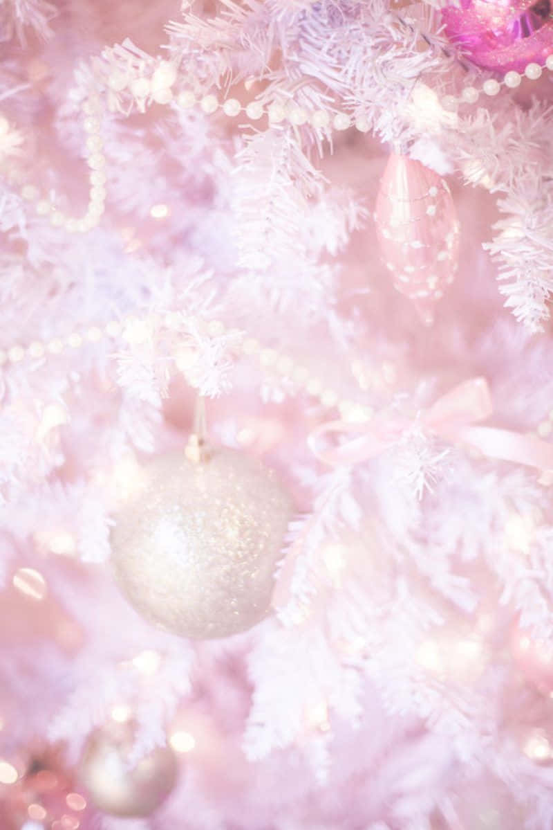 Pink Christmas Tree Decoration Glitter Wallpaper