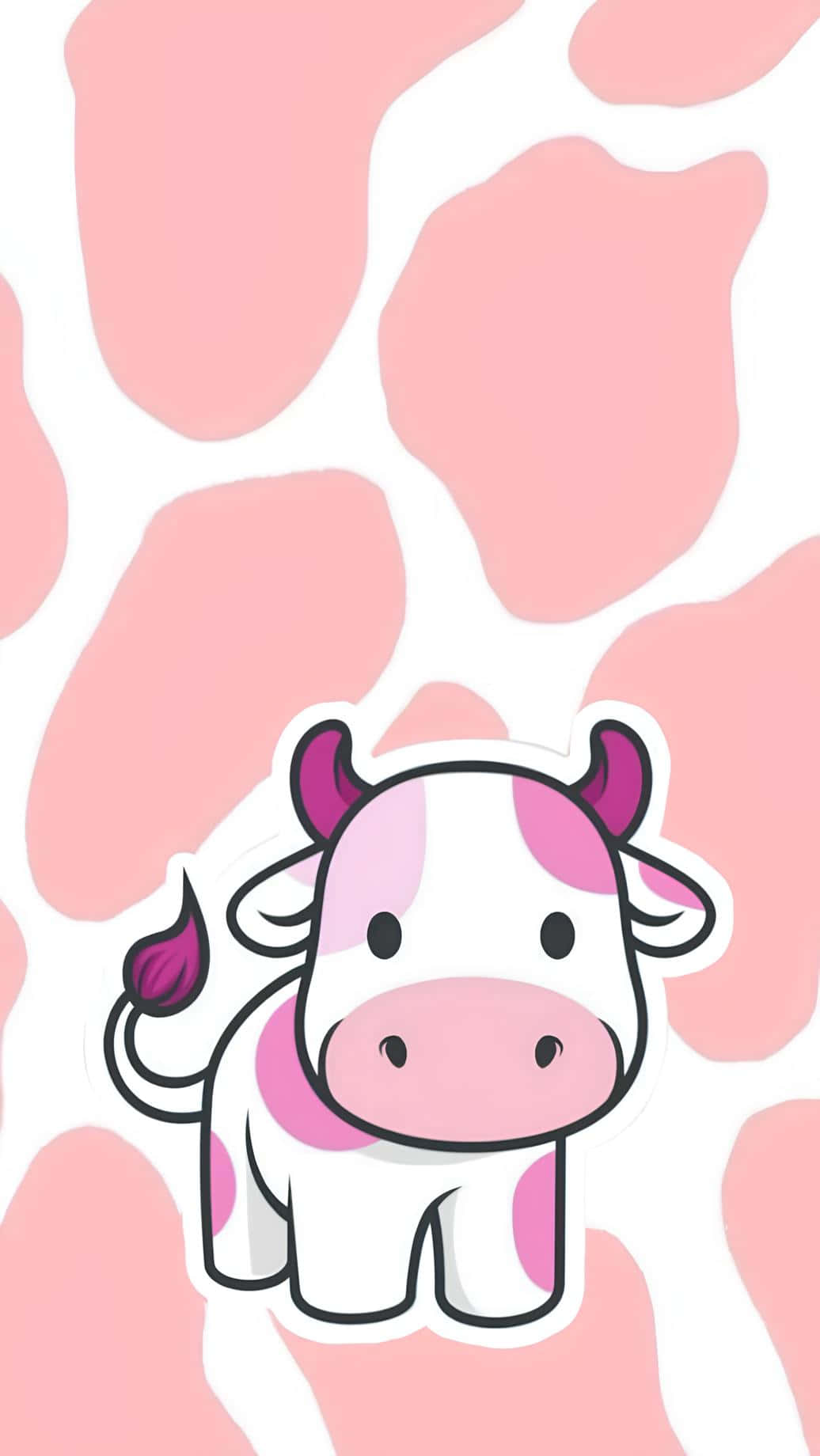 Pink Cow Pattern Cartoon Wallpaper