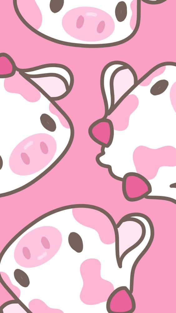 Pink Cow Pattern Wallpaper Wallpaper