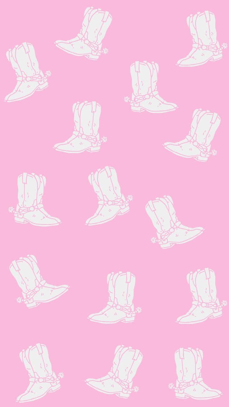 Pink Cowgirl Boots Pattern Wallpaper