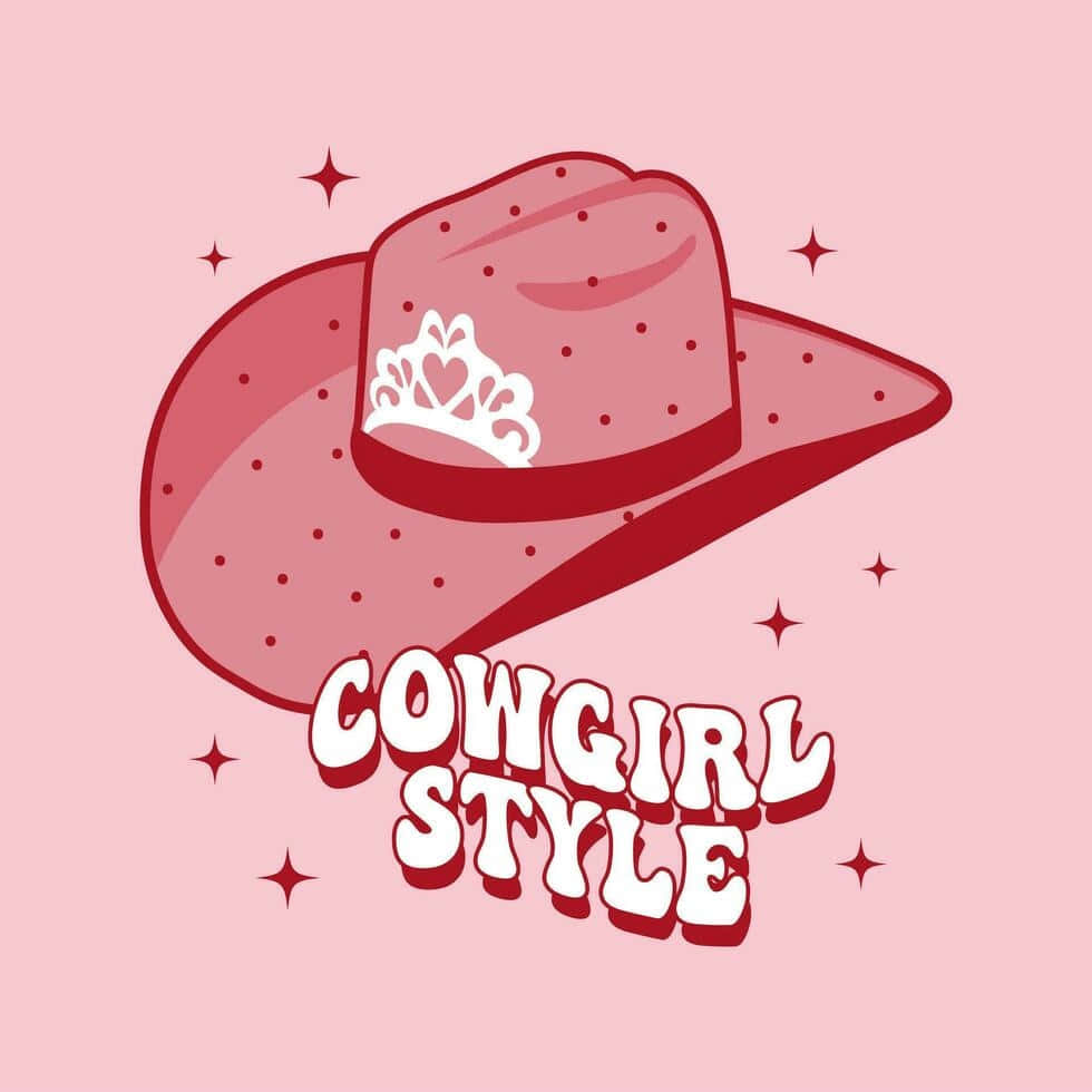 Pink Cowgirl Hat Illustration Wallpaper