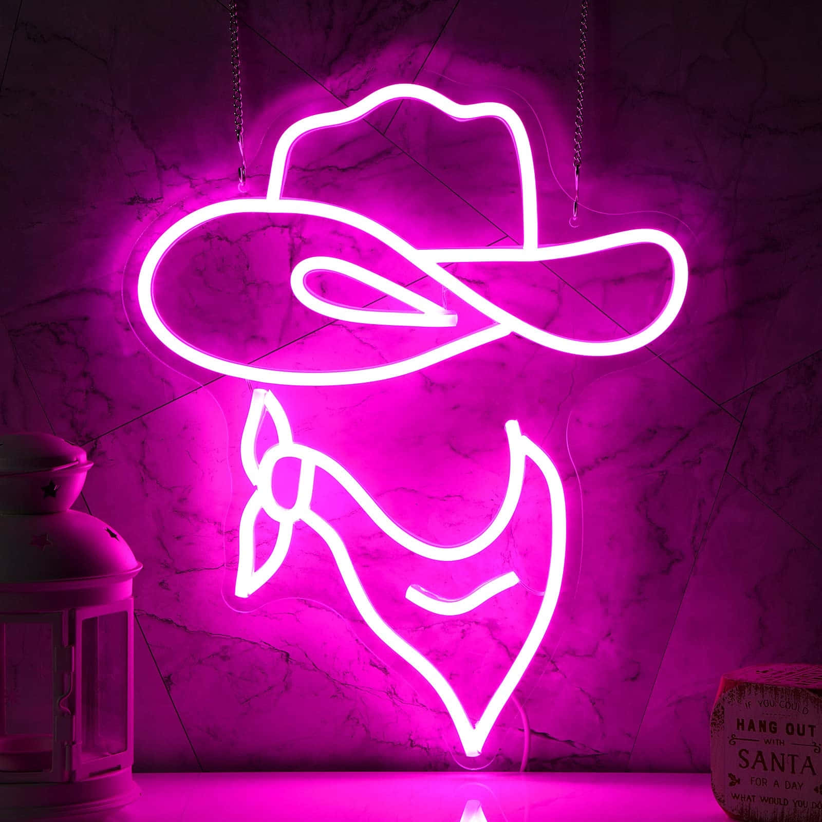 Pink Cowgirl Hat Neon Sign Wallpaper