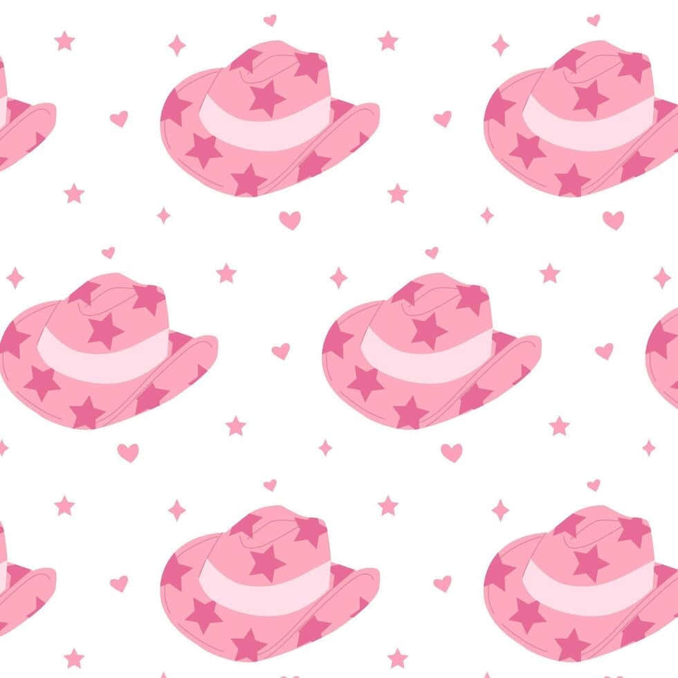 Pink Cowgirl Hats Pattern Wallpaper