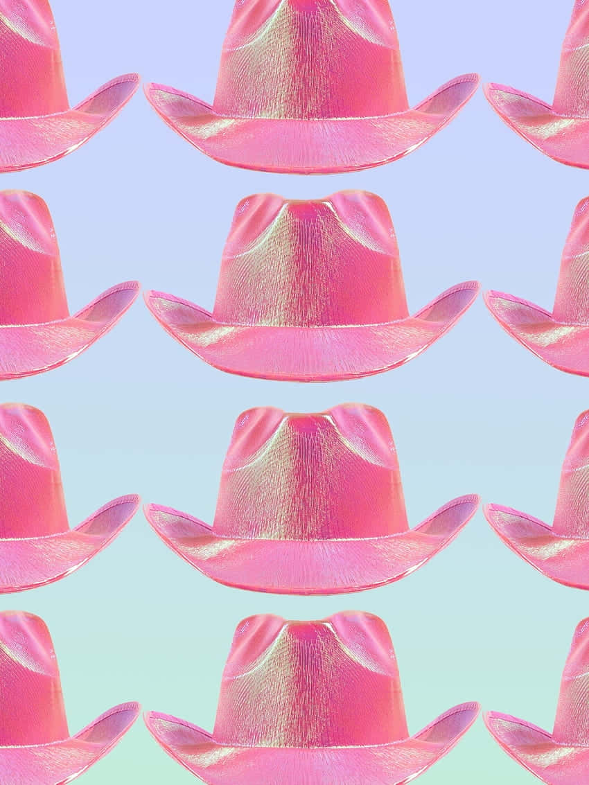 Pink Cowgirl Hats Pattern Aesthetic.jpg Wallpaper