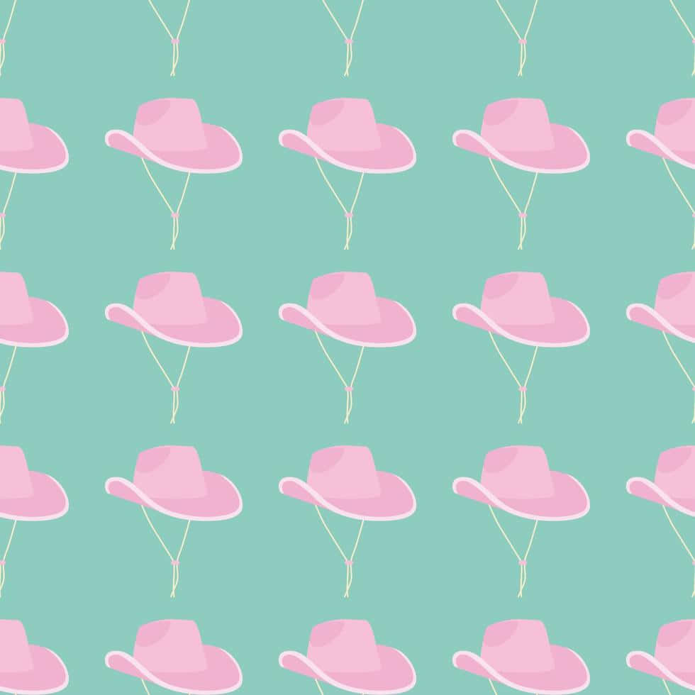 Pink Cowgirl Hats Pattern Wallpaper