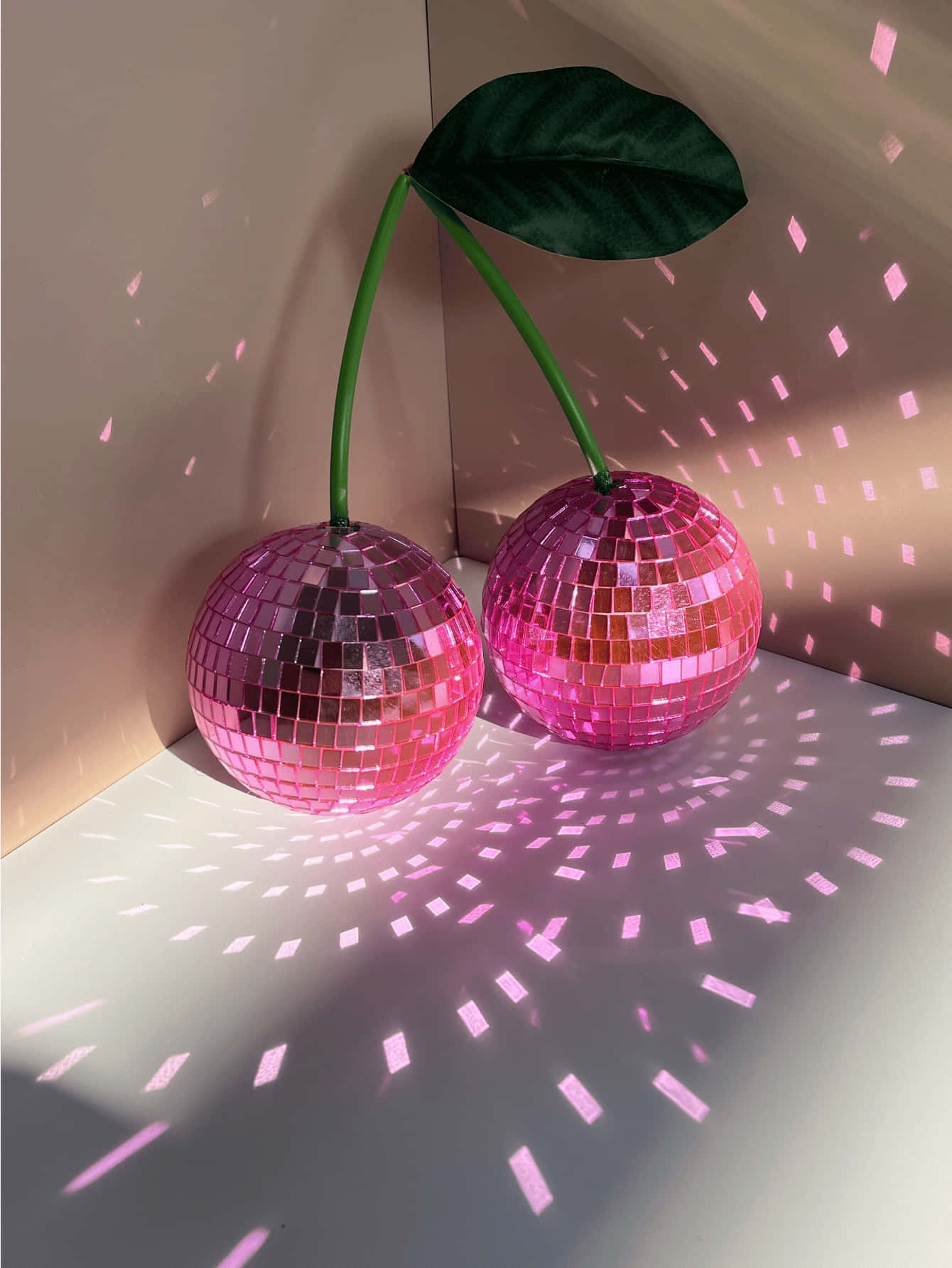 Pink Disco Ballswith Plant Shadows Wallpaper