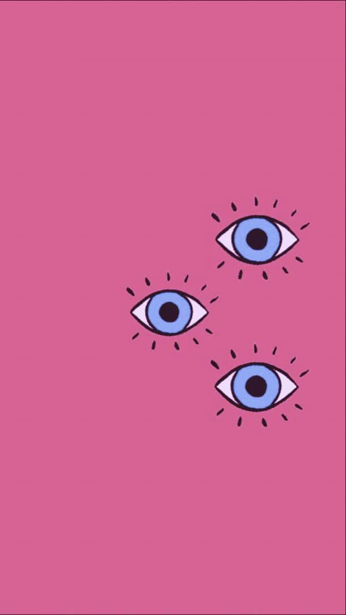 Pink Evil Eye Illustration Wallpaper