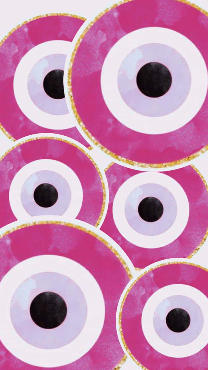 Pink Evil Eye Pattern Wallpaper