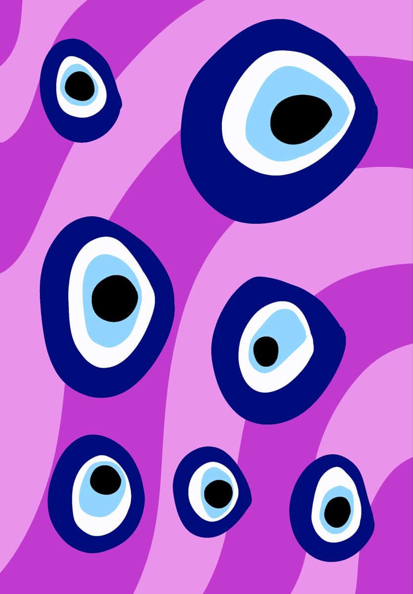 Pink Evil Eye Pattern Wallpaper