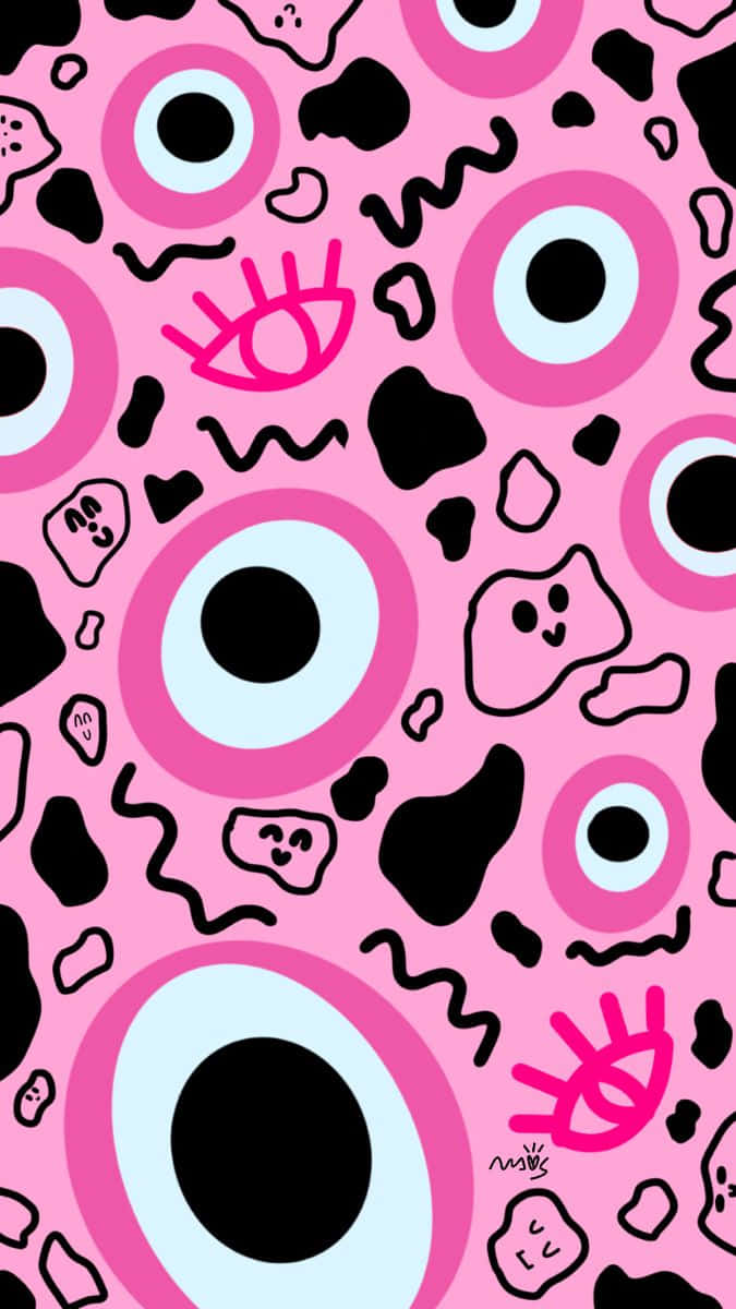 Pink Evil Eye Pattern Wallpaper