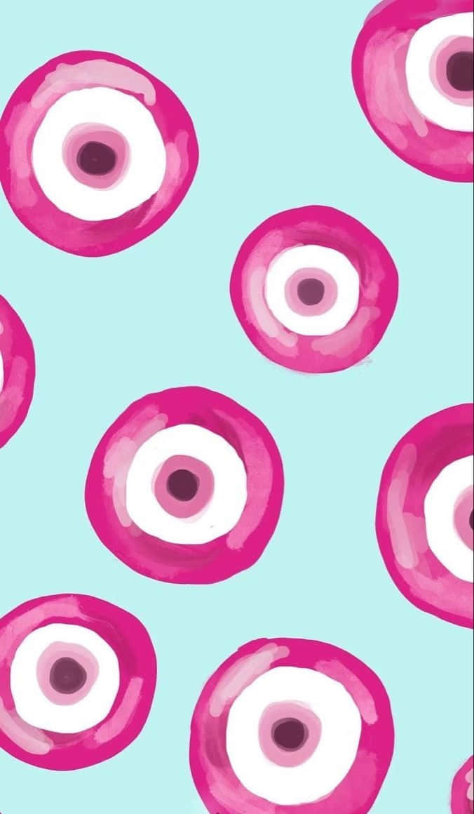 Pink Evil Eye Pattern Wallpaper