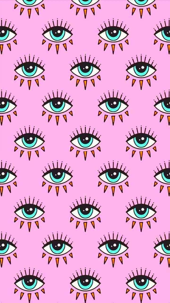 Pink Evil Eye Pattern Wallpaper