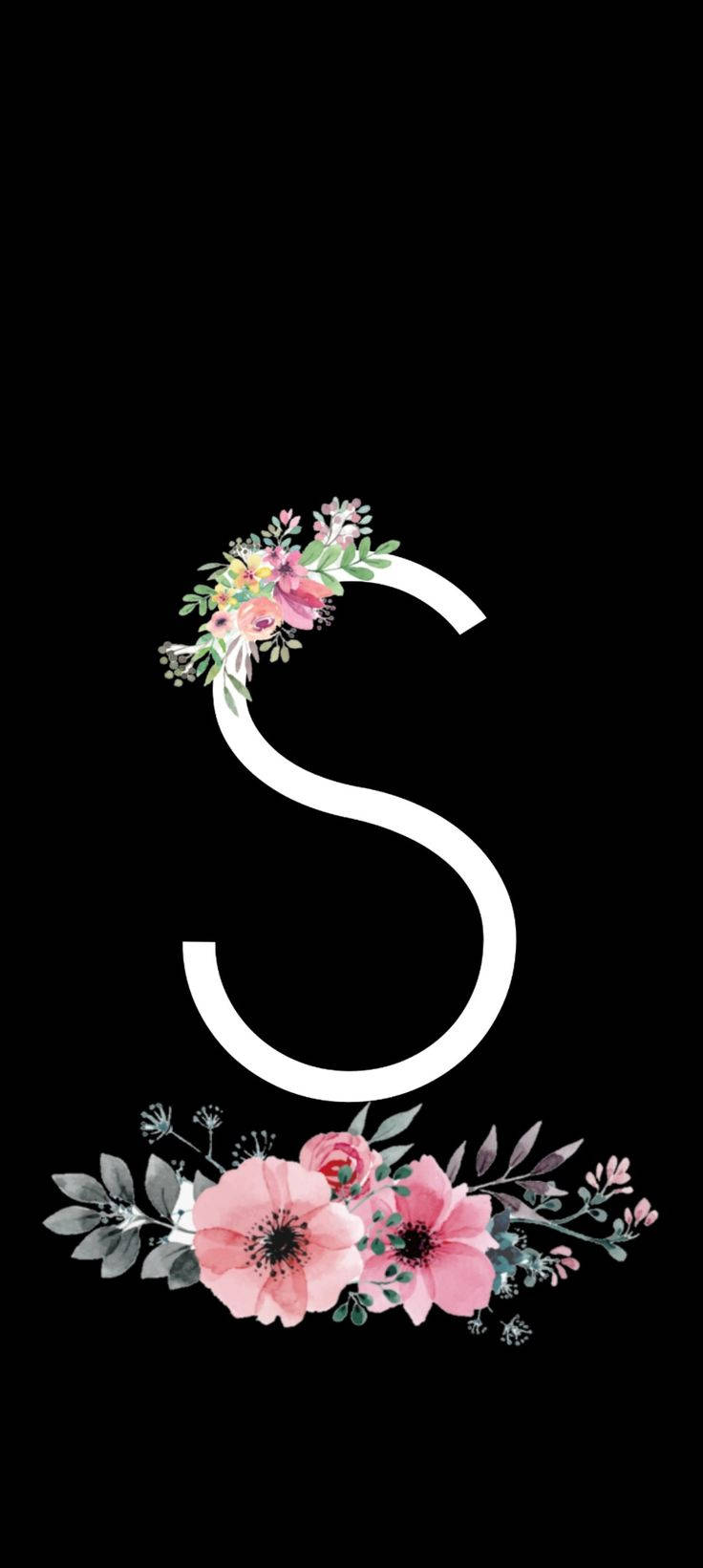 Pink Flowers S Alphabet Wallpaper