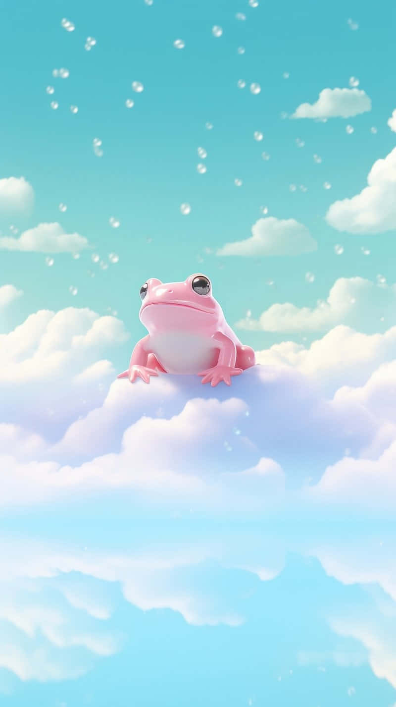 Pink Frog Cloudsi Phone Wallpaper Wallpaper