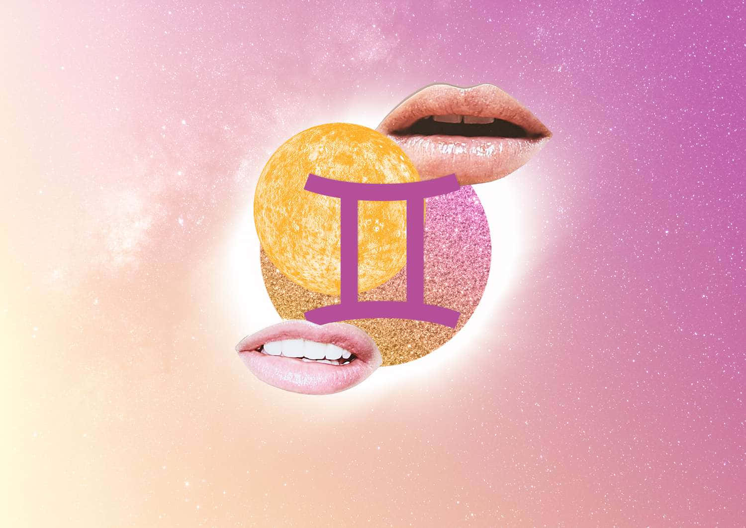 Pink Gemini Aesthetic Cosmic Lips Wallpaper