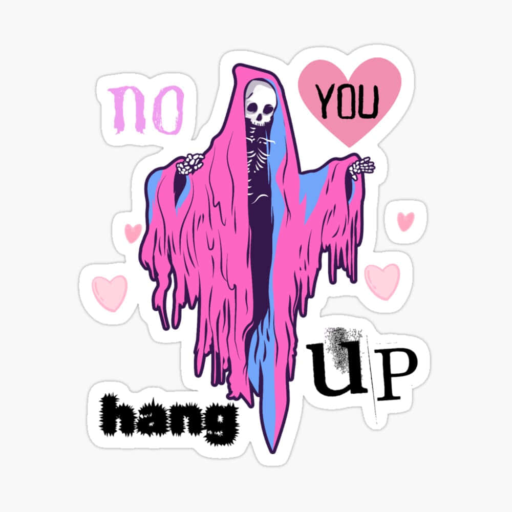 Pink Ghostface Sticker Design Wallpaper