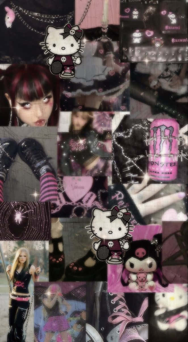 Pink Goth Aesthetic Collage Wallpaper