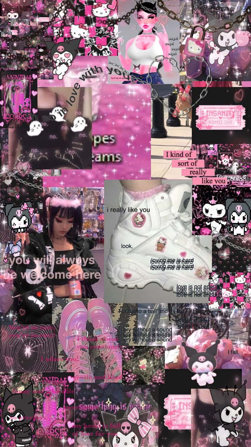 Pink Goth Aesthetic Collage Wallpaper