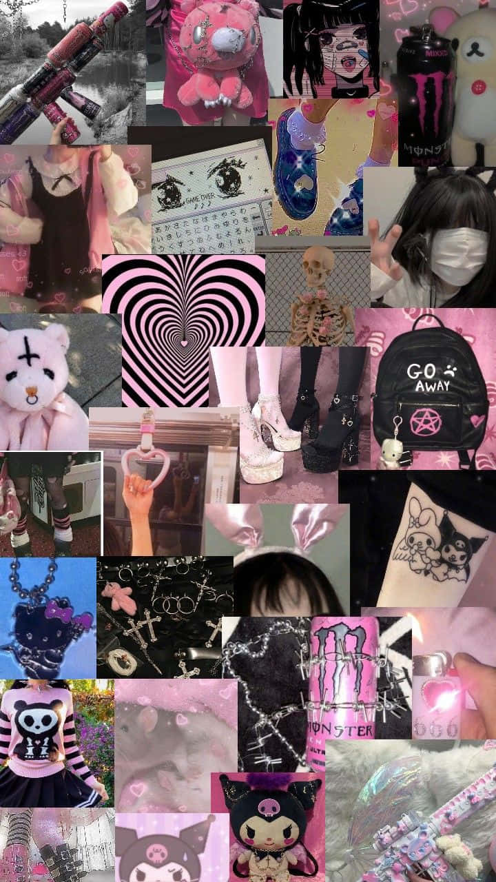 Pink Goth Aesthetic Collage Wallpaper