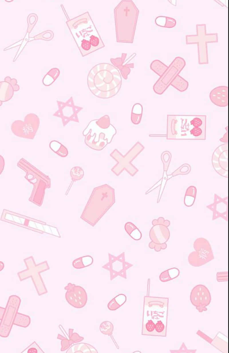 Pink Goth Pattern Aesthetic Wallpaper