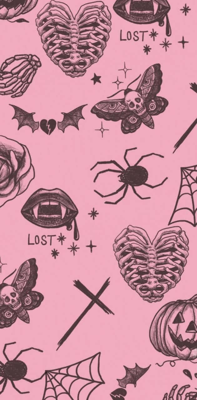 Pink Gothic Pattern Aesthetic.jpg Wallpaper