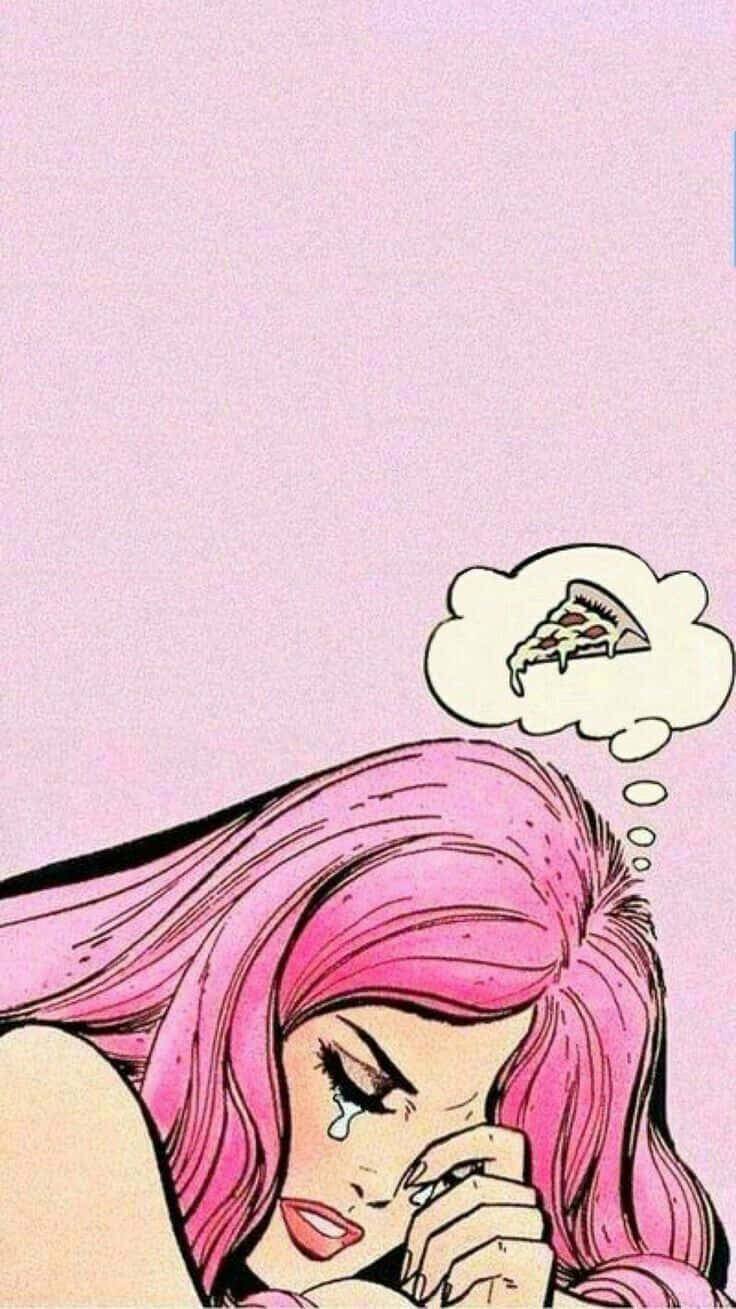 Pink Haired Girl Pop Art Phone Wallpaper