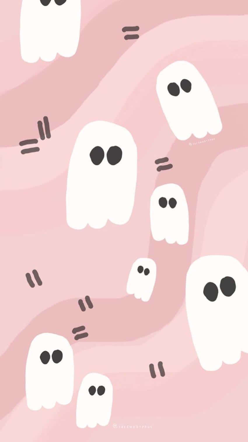 Pink Halloween Ghost Pattern Wallpaper