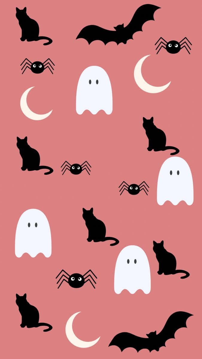 Pink Halloween Pattern Wallpaper