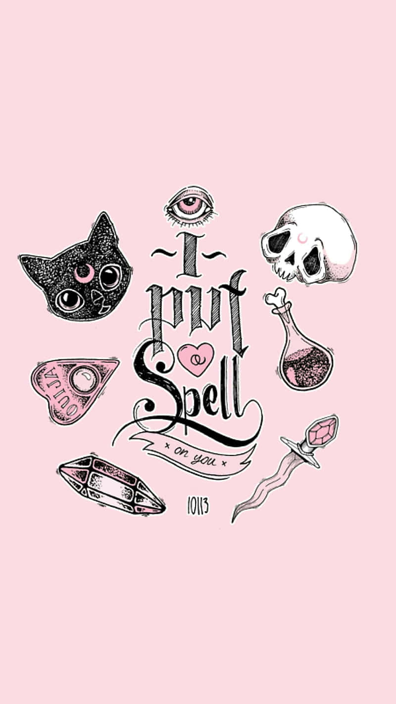 Pink Halloween Spell Aesthetic Wallpaper