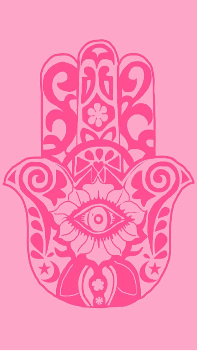 Pink Hamsa Evil Eye Graphic Wallpaper