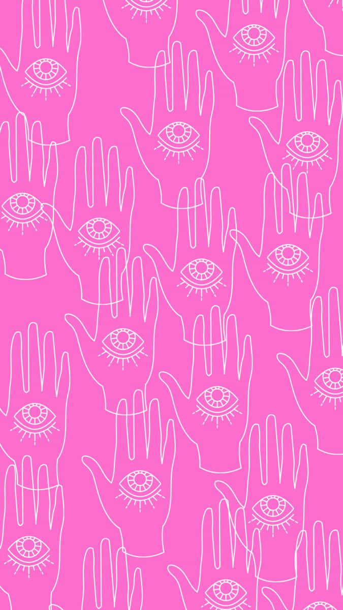 Pink_ Hamsa_ Evil_ Eye_ Pattern Wallpaper