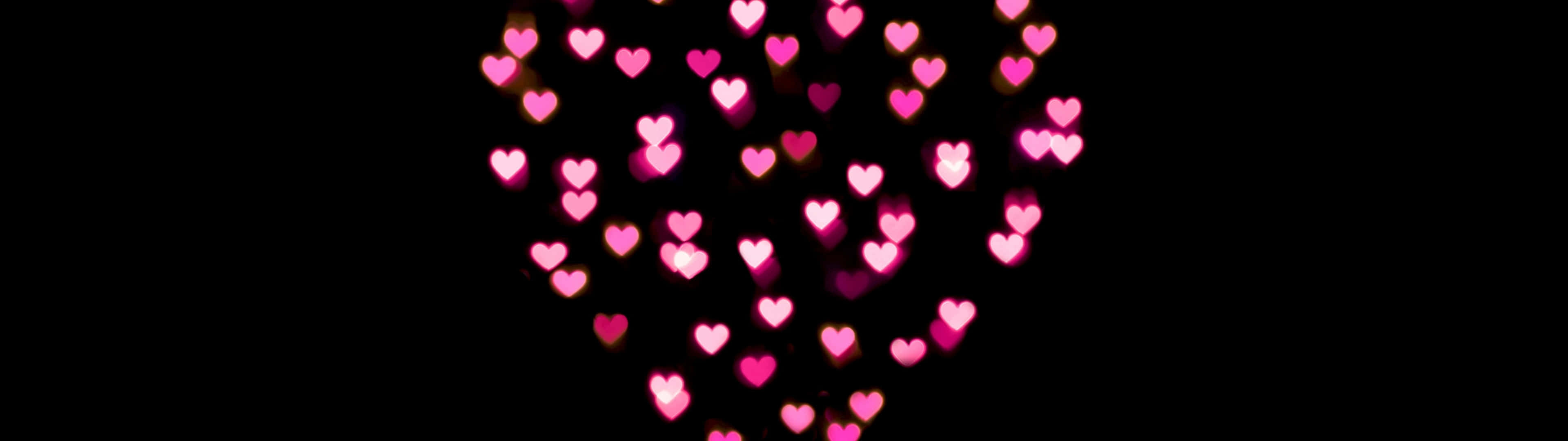 Pink Hearts Lights Aesthetic Wallpaper