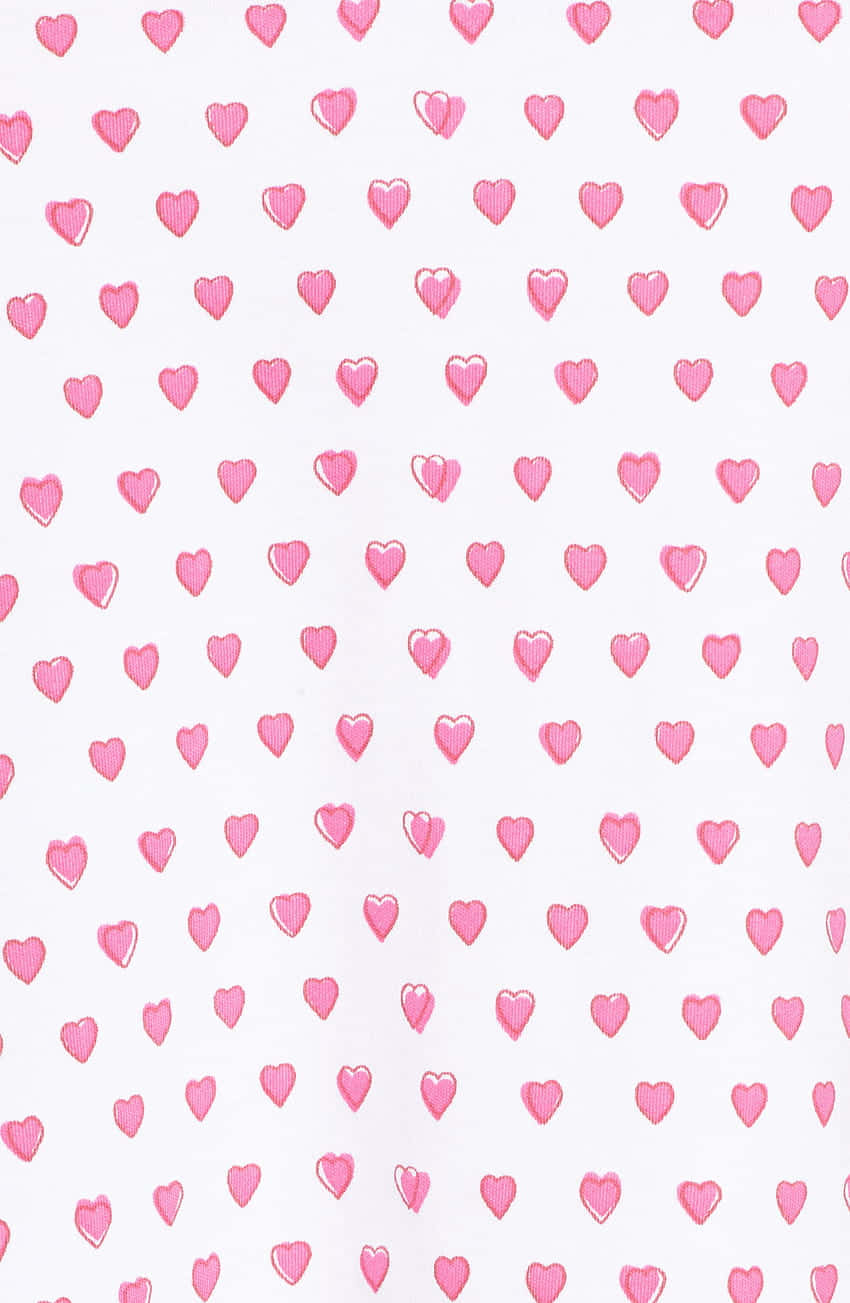 Pink Hearts Pattern Fabric Wallpaper