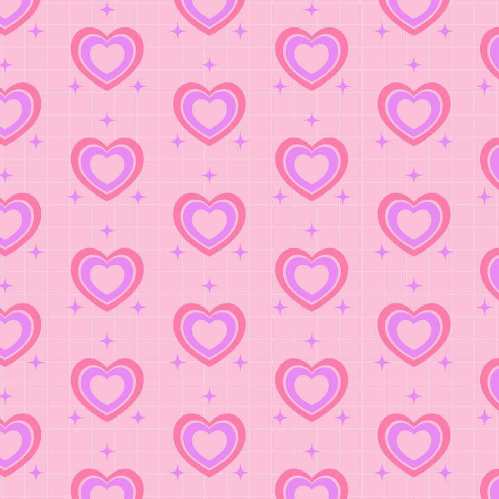 Pink Heartsand Stars Pattern Wallpaper