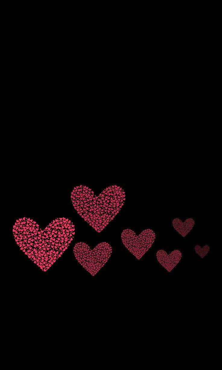 Pink Heartson Blacki Phone Wallpaper Wallpaper