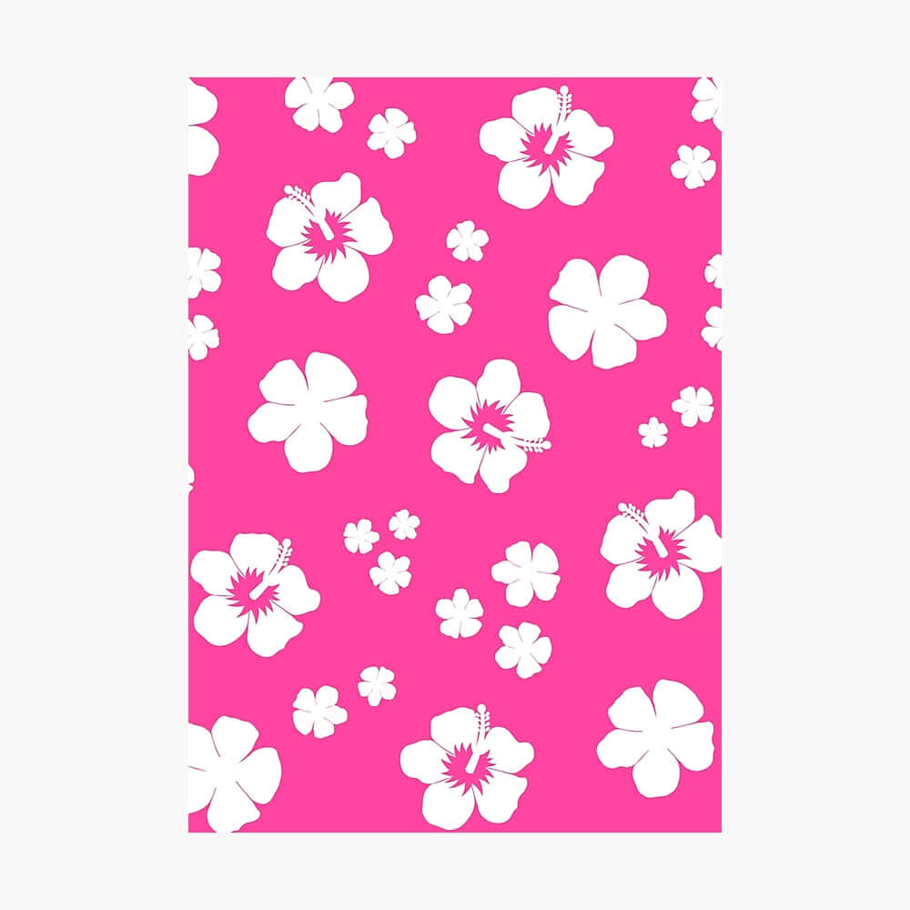 Pink Hibiscus Floral Pattern Aesthetic Wallpaper