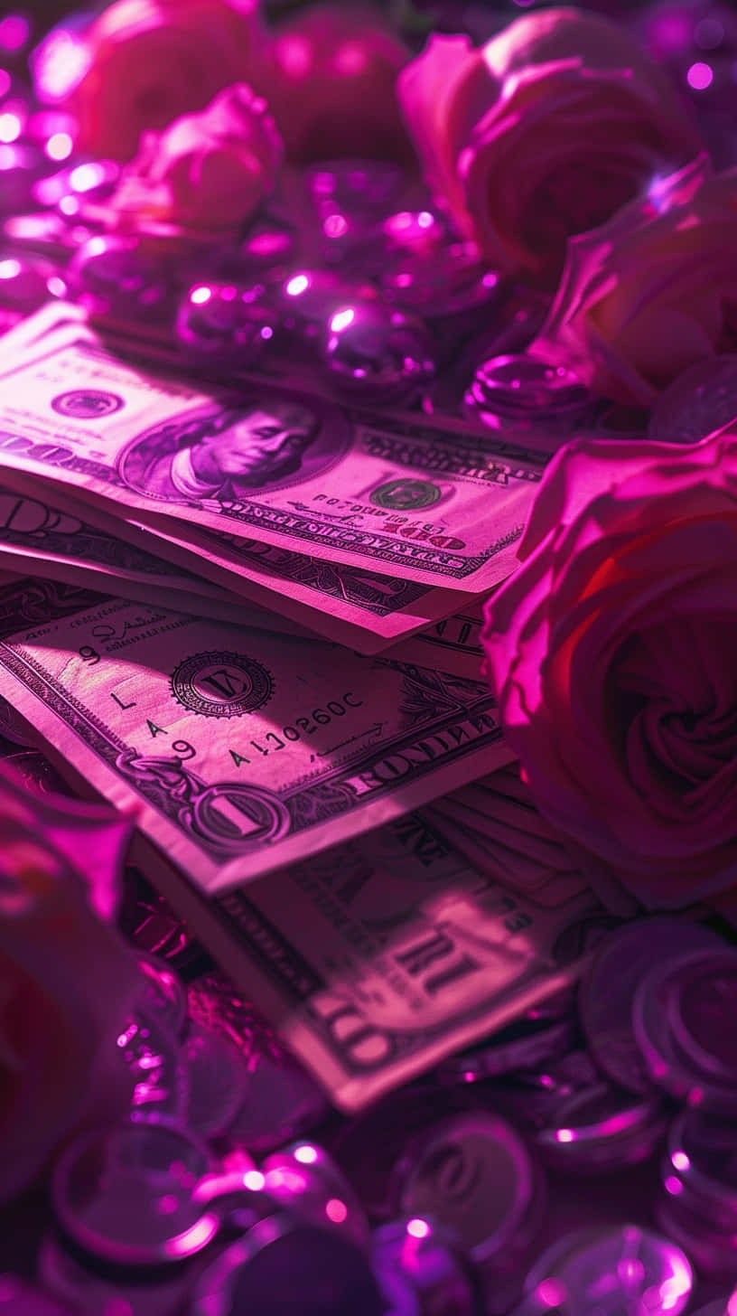 Pink Hued Moneyand Roses Aesthetic.jpg Wallpaper