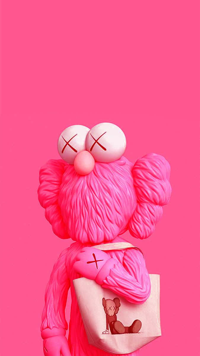 Pink Kaws Inspired Character Art Wallpaper