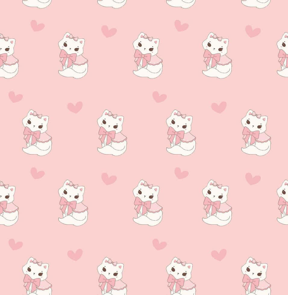 Pink Kitten Pattern Wallpaper Wallpaper